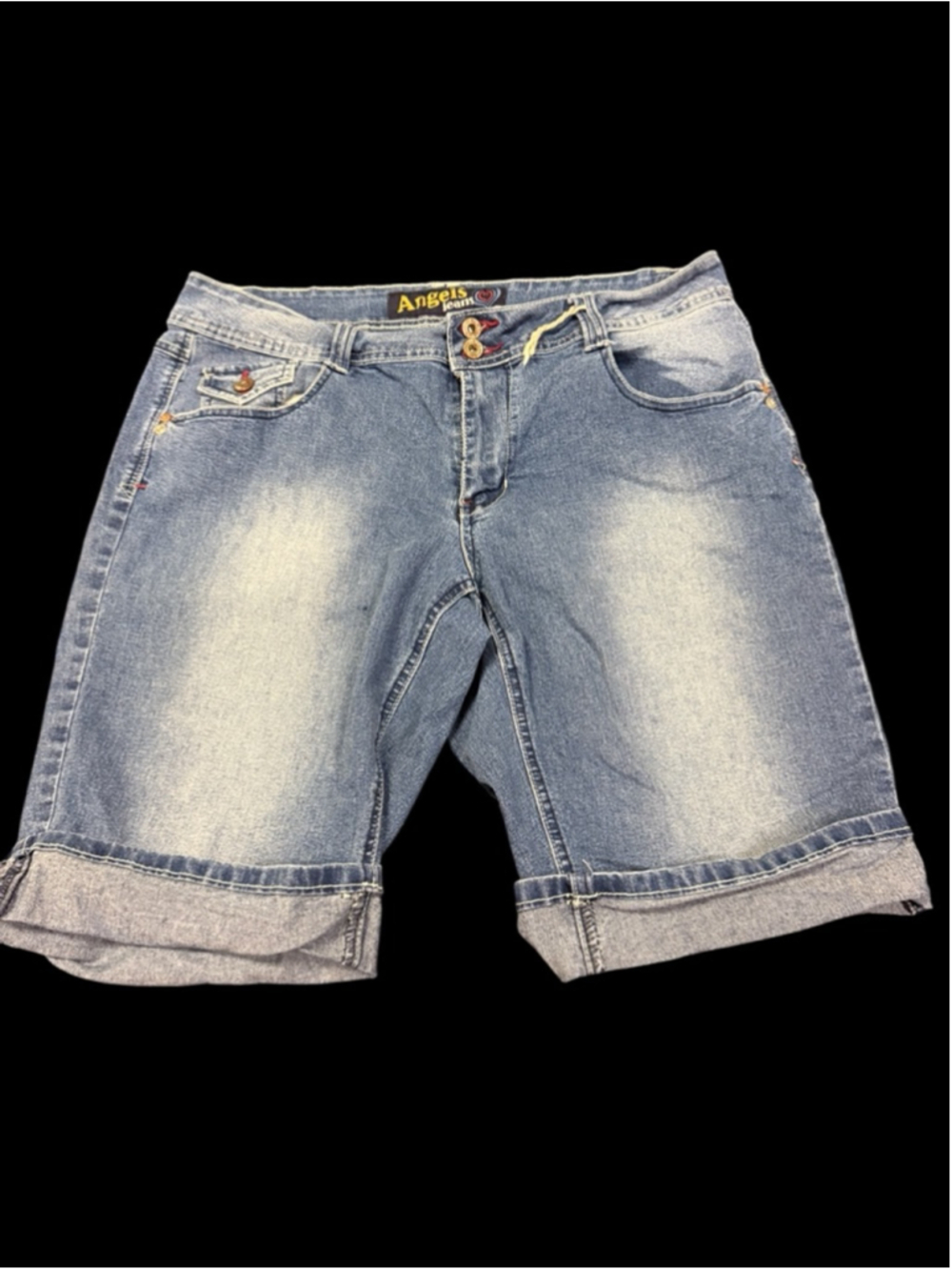Women's Angels Jeans Blue Jean Shorts Size 18 with White Stitching